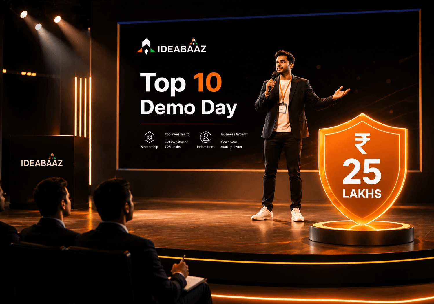 Top 10 Demo Day ₹25 Lakhs Investment Guarantee — Ideabaaz Startup Fest 2026